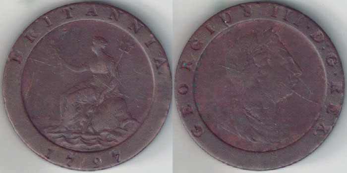 1797 Great Britain Penny (gF-aVF) A001862